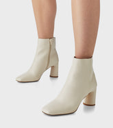 Maddie Cream Block Heel Ankle Boots